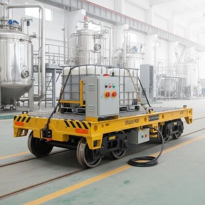 化学産業の安全を目的とした、耐荷重 10 トン、バッテリー駆動の防爆レール搬送カート
